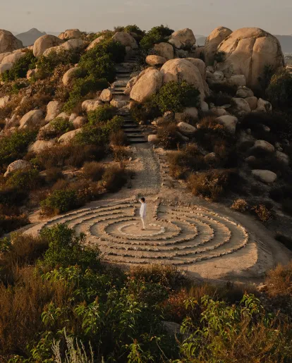 Banyan Tree Veya, Valle de Guadalupe labyrinth meditation