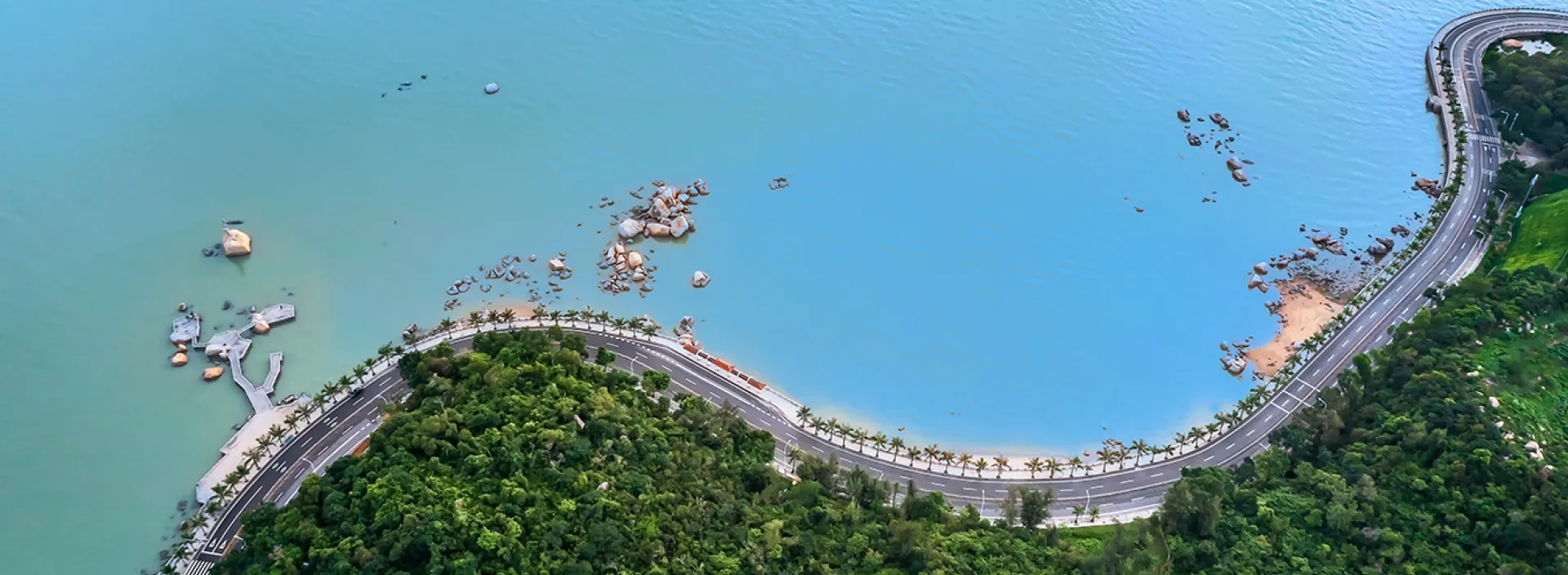 aerial view of qing lv road in zhuhai china