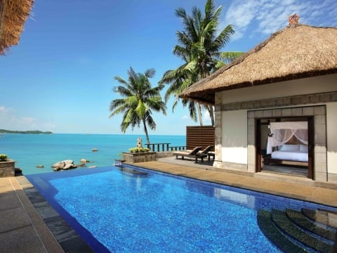 banyan tree bintan pool palm trees