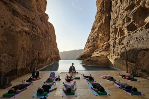 Sound healing session at Banyan Tree AlUla